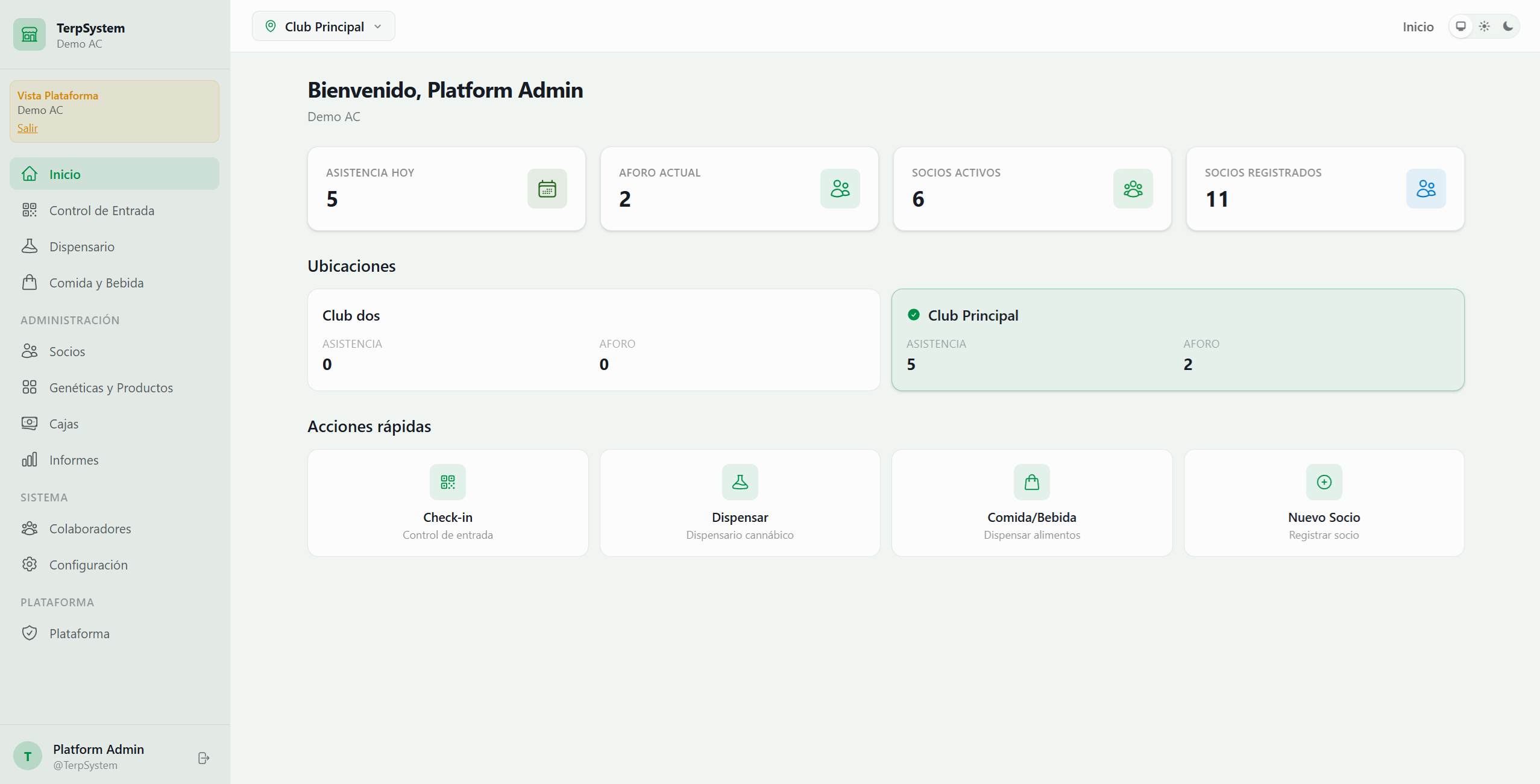 TerpSystem dashboard